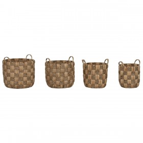 Set di Cestini Home ESPRIT Naturale Metallo Giacinto d'acqua Boho (4 Pezzi)
