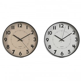 Orologio da Parete Home ESPRIT Bianco Beige PVC 30 x 4 x 30 cm (2 Unità)