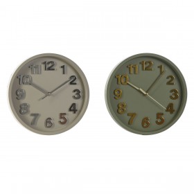 Orologio da Parete Home ESPRIT Verde Grigio PVC Città 30 x 4 x 30 cm (2 Unità)