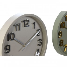 Orologio da Parete Home ESPRIT Verde Grigio PVC Città 30 x 4 x 30 cm (2 Unità)