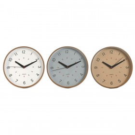 Orologio da Parete Home ESPRIT Bianco Beige Grigio PVC 30 x 4 x 30 cm (3 Unità)