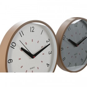 Orologio da Parete Home ESPRIT Bianco Beige Grigio PVC 30 x 4 x 30 cm (3 Unità)