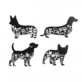 Decorazione da Parete Home ESPRIT Nero Cane 40 x 1 x 33 cm (4 Unità)