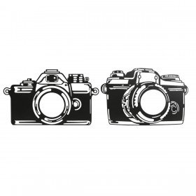 Decorazione da Parete Home ESPRIT Nero Fotocamera Vintage 45 x 1 x 30 cm (2 Unità)