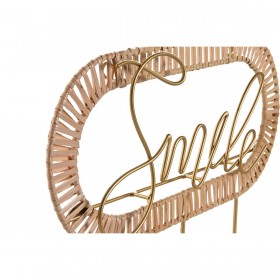 Appendiabiti da parete Home ESPRIT Dorato Naturale Metallo Rattan 40 x 6,4 x 28,6 cm (2 Unità)