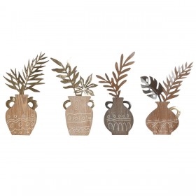 Statua Decorativa Home ESPRIT Naturale Vaso Boho 28,5 x 2 x 50 cm (4 Unità)