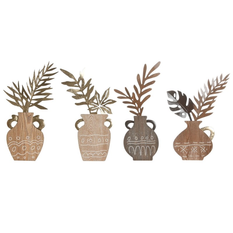 Statua Decorativa Home ESPRIT Naturale Vaso Boho 28,5 x 2 x 50 cm (4 Unità)