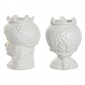 Vaso Home ESPRIT Bianco Dorato Porcellana 10 x 10 x 14 cm (2 Unità)