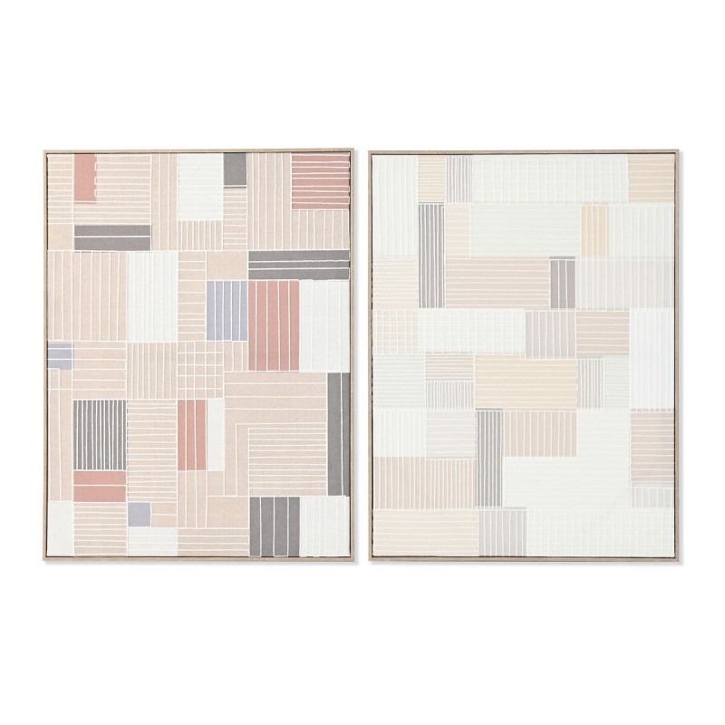 Quadro Home ESPRIT Marrone Beige A quadri Città 60 x 3 x 80 cm (2 Unità)