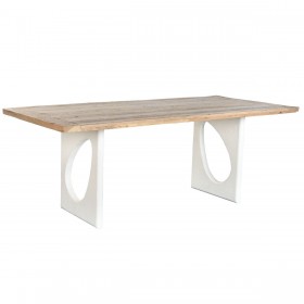 Tavolo da Pranzo Home ESPRIT Bianco Naturale Legno Riciclato Legno di mango 200 x 100 x 77 cm 200,5 x 100,5 x 77 cm