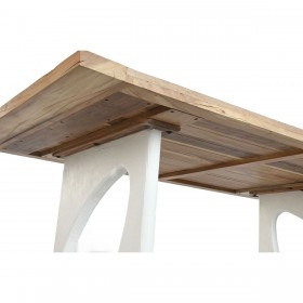 Tavolo da Pranzo Home ESPRIT Bianco Naturale Legno Riciclato Legno di mango 200 x 100 x 77 cm 200,5 x 100,5 x 77 cm