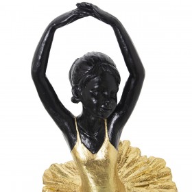 Statua Decorativa Alexandra House Living Nero Dorato Acrilico Plastica Melammina Ballerina 10 x 9 x 30 cm