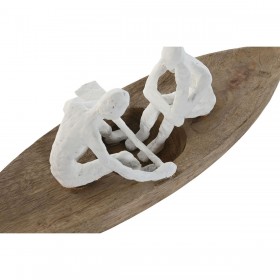 Statua Decorativa Home ESPRIT Bianco Naturale Barca Mediterraneo 42 x 14 x 16 cm