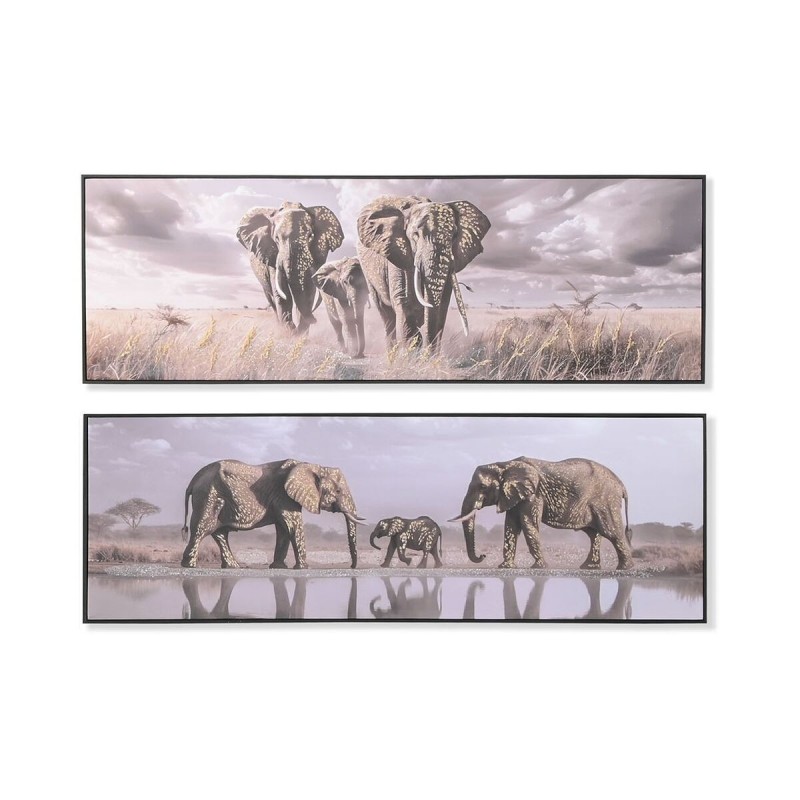 Quadro Home ESPRIT Beige Grigio Elefante Coloniale Porporina 150 x 4 x 50 cm (2 Unità)