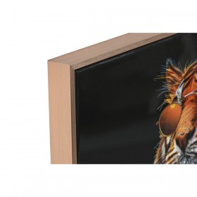 Quadro Home ESPRIT Nero Turchese Tigre Laccato 60 x 3,5 x 60 cm (2 Unità)