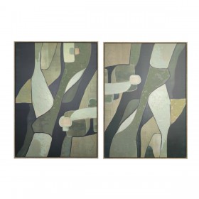 Quadro Home ESPRIT Verde Astratto Moderno (2 Unità)