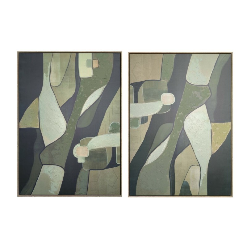 Quadro Home ESPRIT Verde Astratto Moderno (2 Unità)