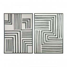 Quadro Home ESPRIT Bianco Nero Città (2 Unità)