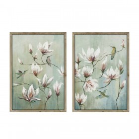 Quadro Home ESPRIT Azzurro Bianco Fiori Orientale 50 x 2,5 x 70 cm (2 Unità)