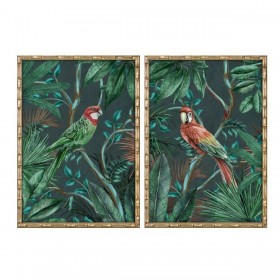 Quadro Home ESPRIT Verde Pappagallo Tropicale 50 x 2,8 x 70 cm (2 Unità)