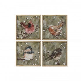 Quadro Home ESPRIT Verde Uccelli Shabby Chic 50 x 2 x 50 cm (4 Unità)