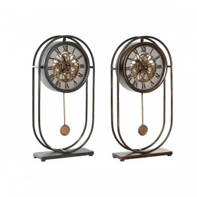 Orologio da Tavolo Home ESPRIT Nero Dorato Vintage (2 Unità)