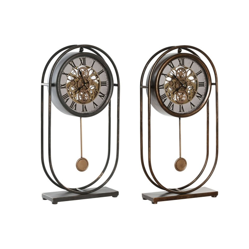Orologio da Tavolo Home ESPRIT Nero Dorato Vintage (2 Unità)
