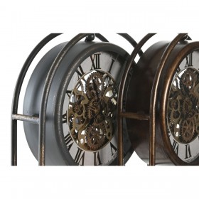 Orologio da Tavolo Home ESPRIT Nero Dorato Vintage (2 Unità)