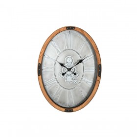 Orologio da Parete Home ESPRIT Argentato Naturale Metallo Cristallo Legno di pino 50 x 8 x 68 cm