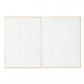 Decorazione da Parete Home ESPRIT Bianco Dorato Astratto 72,7 x 2,5 x 100,5 cm (2 Unità)