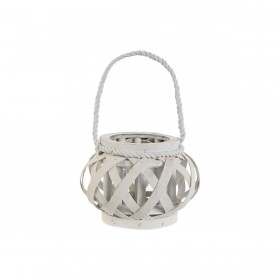 Portacandele Home ESPRIT Bianco Legno Cristallo 18 x 18 x 13 cm