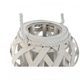 Portacandele Home ESPRIT Bianco Legno Cristallo 18 x 18 x 13 cm