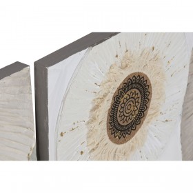 Quadro Home ESPRIT Bianco Beige Cerchi Scandinavo 150 x 3 x 50 cm (2 Unità)