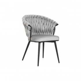 Sedia da Sala da Pranzo Home ESPRIT Nero Grigio Poliestere Metallo 60 x 66 x 84 cm 66 x 60 x 84 cm