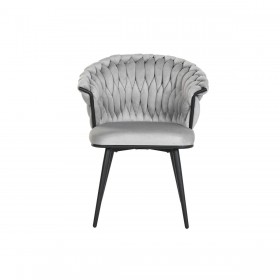 Sedia da Sala da Pranzo Home ESPRIT Nero Grigio Poliestere Metallo 60 x 66 x 84 cm 66 x 60 x 84 cm