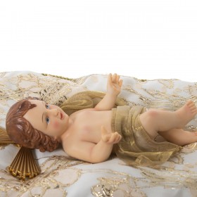 Statua Decorativa Alexandra House Living Plastica Dorato Gesù Bambino 12 x 15 x 23 cm Cuscino