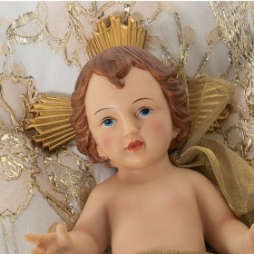 Statua Decorativa Alexandra House Living Plastica Dorato Gesù Bambino 12 x 15 x 23 cm Cuscino