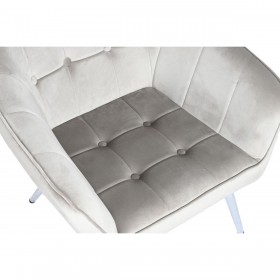 Poltrona Home ESPRIT Grigio Crema Dorato Argentato Poliestere Metallo 74 x 74 x 90 cm 74 x 67 x 90 cm