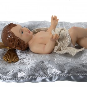 Statua Decorativa Alexandra House Living Argentato Plastica 12 x 15 x 23 cm Cuscino Gesù Bambino