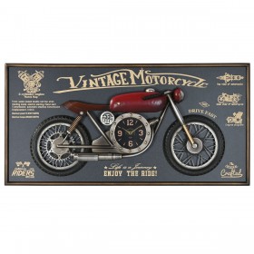 Orologio da Parete Home ESPRIT Rosso Dorato PVC Metallo Moto Vintage 120 x 15,5 x 60 cm
