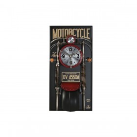Orologio da Parete Home ESPRIT Nero Rosso Dorato PVC Metallo Moto Vintage 60 x 18 x 120 cm