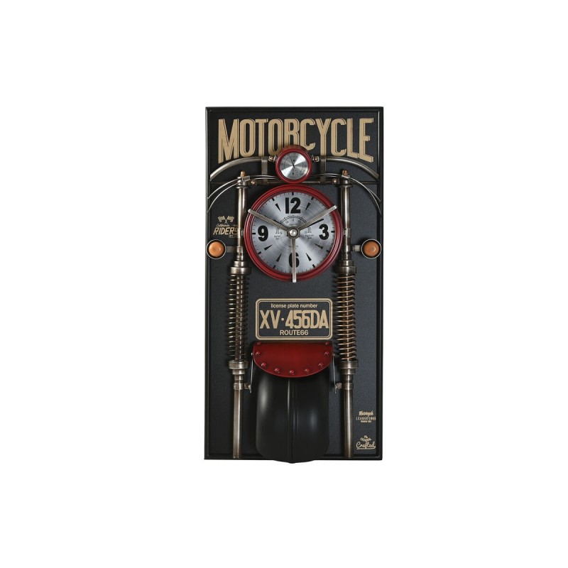 Orologio da Parete Home ESPRIT Nero Rosso Dorato PVC Metallo Moto Vintage 60 x 18 x 120 cm