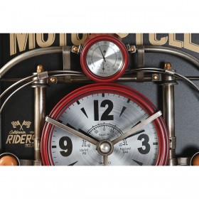 Orologio da Parete Home ESPRIT Nero Rosso Dorato PVC Metallo Moto Vintage 60 x 18 x 120 cm