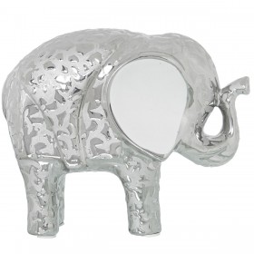 Statua Decorativa Alexandra House Living Bianco Ceramica Elefante Argentato 9 x 19 x 16 cm