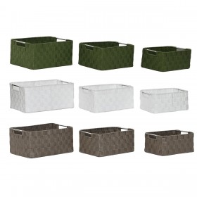 Set di Cestini Home ESPRIT Verde Grigio Crema Metallo polipropilene (3 Pezzi) (3 Unità)