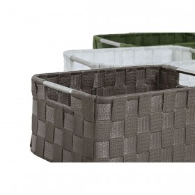 Set di Cestini Home ESPRIT Verde Grigio Crema Metallo polipropilene (3 Pezzi) (3 Unità)