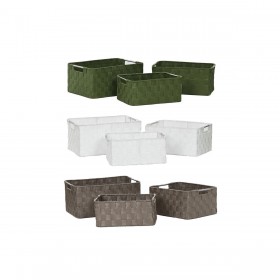 Set di Cestini Home ESPRIT Verde Grigio Crema Metallo polipropilene (3 Pezzi) (3 Unità)