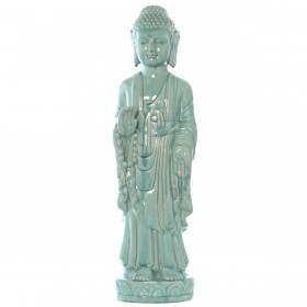 Statua Decorativa Alexandra House Living Celeste Ceramica Buddha 20 x 27 x 83 cm