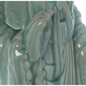 Statua Decorativa Alexandra House Living Celeste Ceramica Buddha 20 x 27 x 83 cm