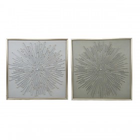 Quadro Home ESPRIT Bianco Beige Astratto Moderno 100 x 3,5 x 100 cm (2 Unità)